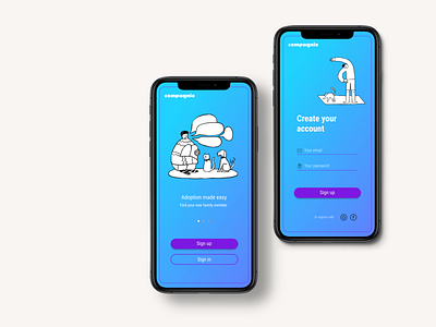 Adoption App - Compagnie. app design illustration illustrator logo minimal ui ux