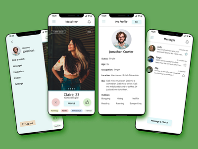 Daily UI #006 - User Profile dating app design messages sidebar ui user profile