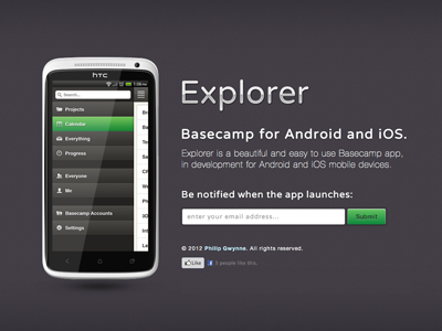 Explorer Holding Page 37signals android app basecamp design mobile web web design
