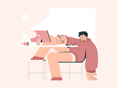"Working" from home adobe adobe illustrator adobe photoshop character character design character illustration illustration illustrations illustrator lazy photoshop pink vector illustration workfromhome workspace
