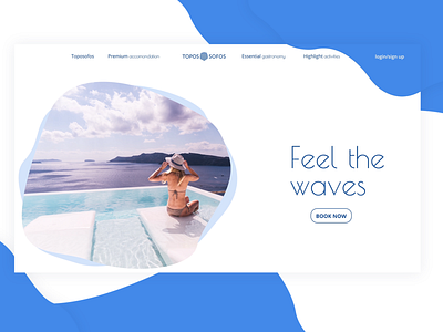 Hotel Landing page blue hotel landing page summer ui design wave website concept website design xd