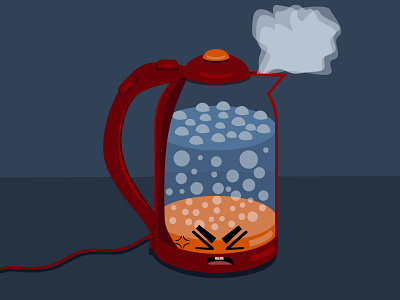 Angry kettle angry boiler boiling bubble emotion illustration kettle vapor vector water