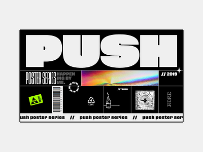 PUSH // poster series branding concept condom design doodle gradient here icon illustration poster series truth typography vector