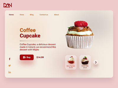 User interface design of Cupcake product sales page 🍰🍩