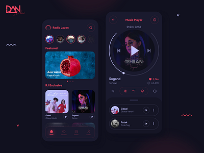 Redesign Radio Javan App 🎧 app artist design mobile music music app music player radio spotify ui ux uidesign uiux uiuxdesign