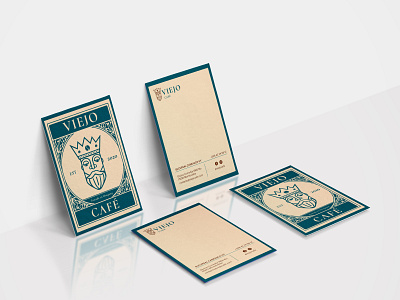 Viejo Café application design branding coffeeshop illustration personal card stationery