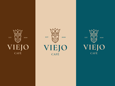 Viejo Café brand branding coffee coffeeshop design illustration isologotipo king man typography