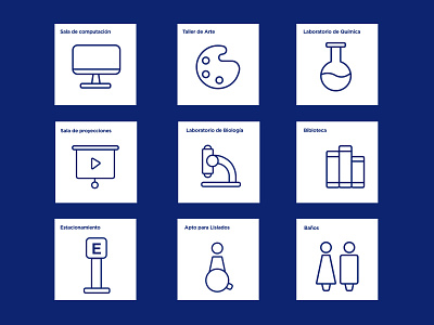 Colegio Maldonado Signage college icon set iconography pictograms school secondary signage