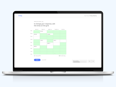 Returning User, Edit Schedule