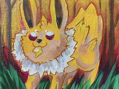 jolteon acryillic anime canvas drawing painting pokemon traditional