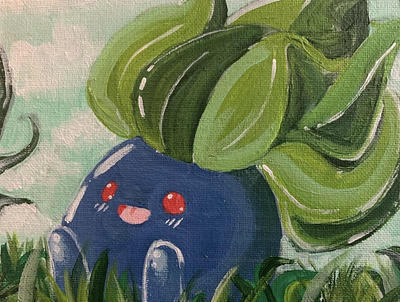 oddish acryllic anime art drawing painting pokemon traditional