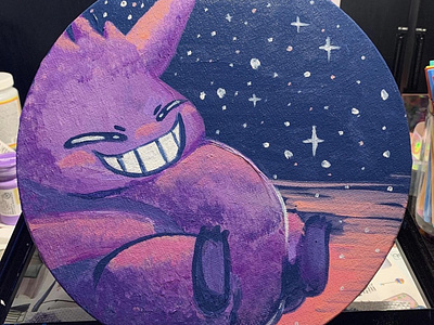 gengar anime art cartoon drawing gengar painting pokemon traditional