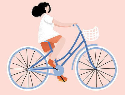 Girl on bike illustration art artwork bicycle bike ride design digital illustration