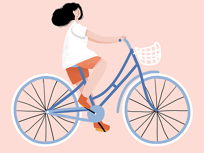 Girl on bike illustration