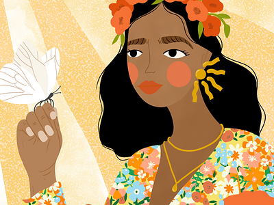 Illustration women with butterfly and flower crown