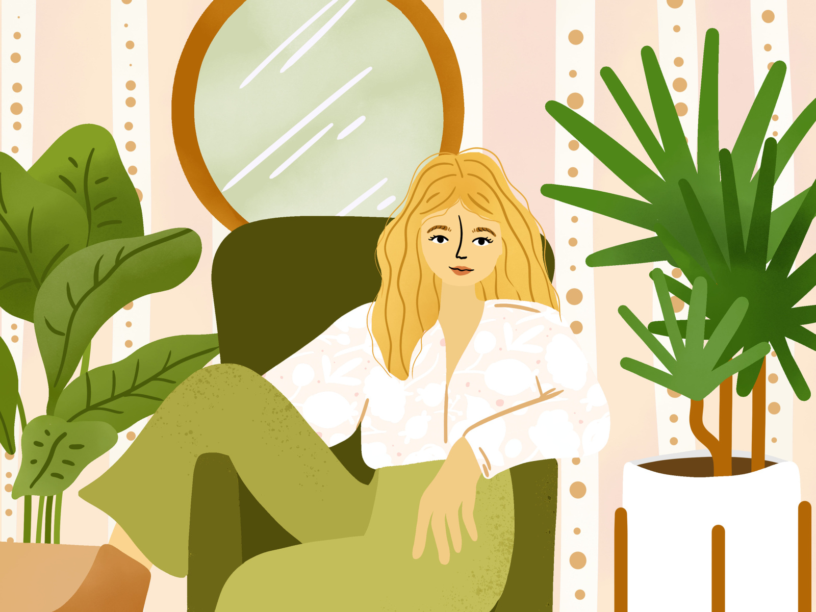 Illustration girl in living room by Romy on Dribbble