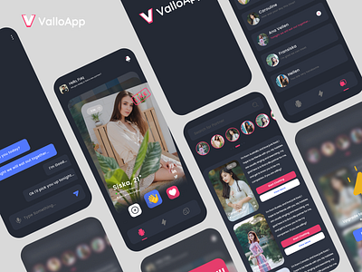 ValloApp - Mobile Dating App 3d app branding design graphic design illustration ui vector