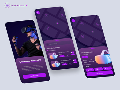 Virtualiy - Mobile App Metaverse 3d branding graphic design ui