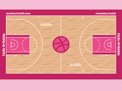 Hello Dribbble basketball basketball court design first shot hello dribbble hello dribble illustration nba typography vector