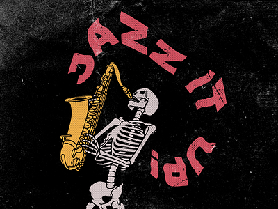 Jazz It Up art brand branding cartoon design digital drawing identity illustration jazz logo poster print screen print skeleton sketch typography