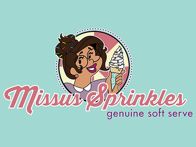 Missus Sprinkles Genuine Soft Serve 1950s cream ice illustration logo midcentury