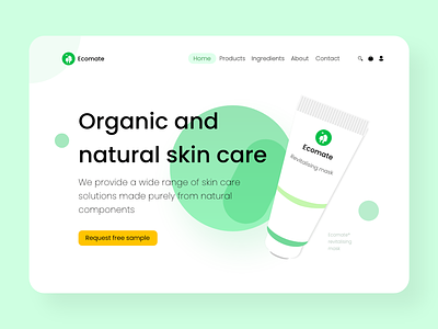 Ecomate - Landing page branding clean concept concept design cosmetics flat minimal nature negative space organic web website website design