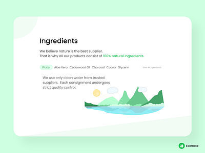 Ecomate - Ingredients Section adobexd affinity designer branding concept cosmetics flat design ingredients minimal minimalism natural nature illustration ui vector art web website website design