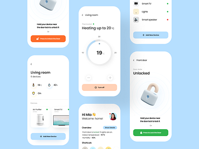 Smart Home App Concept 3d 3d illustration app design clean concept concepts design interface minimal mobile app moblie modern neumorphism smart home smart home app soft thermostat ui ux