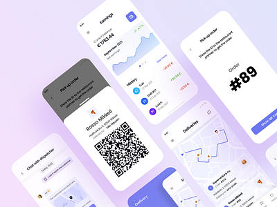 Courier Delivery App Concept - Day 3 chat application chatting clean concept courier delivery app food food delivery gradient interface ios map message minimal mobile qr qr code ui ui design ui ux