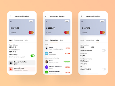 Banking App Concept v.2.0 - Day 1 bank banking banking app card clean concept credit card fintech interaction interface menu minimal mobile mobile ui tabs ui uiux ux