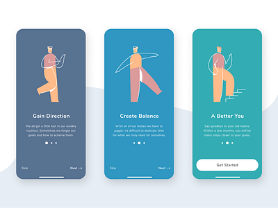 Onboarding appdesign dailyui lifecoach mobile onboard onboarding routine signup task manager ui ux