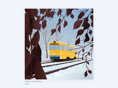 Old Trams in Khabarosk design illustration illustrator vector
