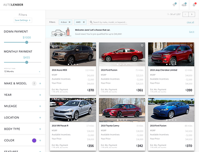 Auto Lender Dashboard dashboard interface product ui ux