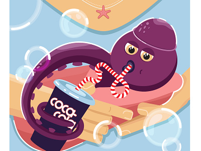 Crazy octopus 2d art art artwork character coca cola cocacola colorful crazy design digital digitalart illustrator octopus vector