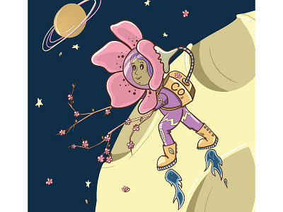 Sakura astronaut adobe illustrator astronaut character design digitalart girl illustration illustrator space vector vectorart