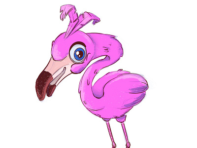 A flamingo. A quick sketch in colour.