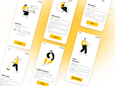 Sign up & Sign in Screens with illustrations