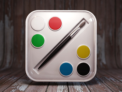Water Colors 3d brush colors design icon ios ipad iphone webshocker