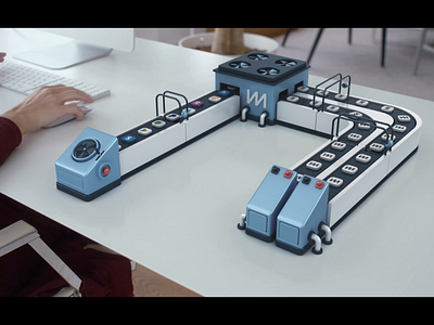 CM - conveyor animation 3d animation composition conveyor design factory render ui webshocker