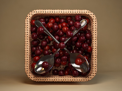 Cherries 3d basket cherries cherry design icon spoon webshocker