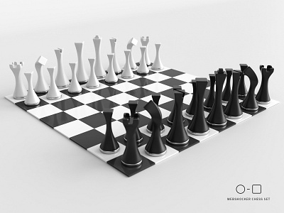 Circle to Square chess set - complete set 3d 3d print bishop chess chessboard design game king knight pawn product product design queen rook webshocker