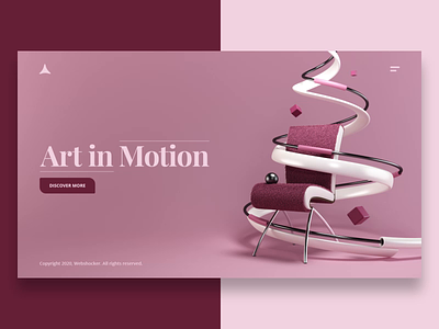 Art in Motion 3d abstract animation chair design hero image landing page loop render seamless web design webshocker website