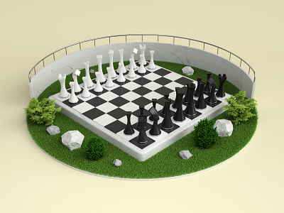 Chess visual 3d 3dsmax chess chessboard design game grass render visual vray webshocker