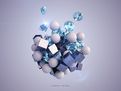 Simple things II 3d 3dsmax abstract art composition crystal design diamonds illustration poster print render vray webshocker