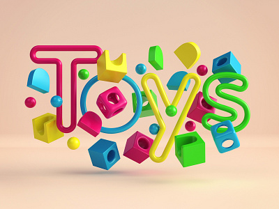 Toys - title 3d 3dsmax design font fun illustration kids lettering play render toys vray webshocker website