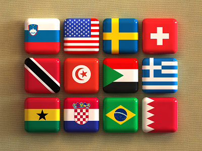Flag Icons 3d buttons country design flags glossy icon webshocker