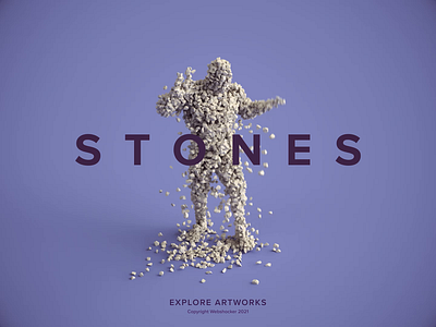Falling Stones 3d 3dsmax abstract animation character dance illustration particles render stones vray webshocker website