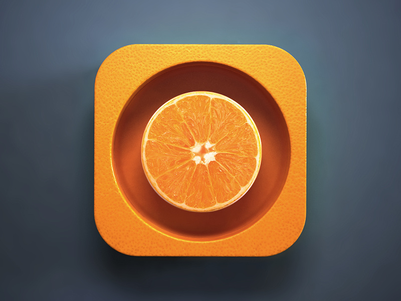Orange webshocker 3d design ios icon app orange fruit