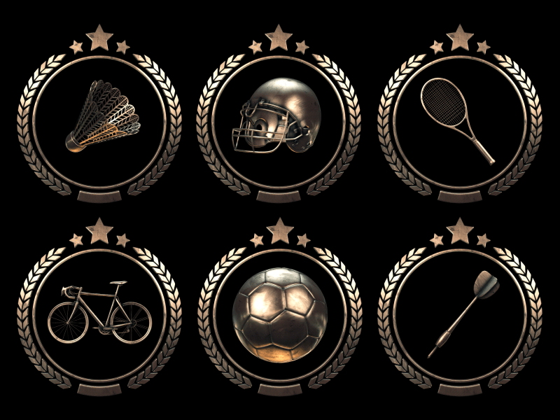 Sport Badges Animation animation badges badminton cycling football icons soccer sport tennis webshocker