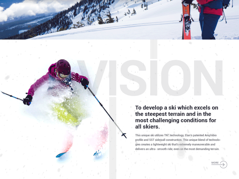 Snow 3d animation design particles skier skiing skis snow snowing web design webshocker website